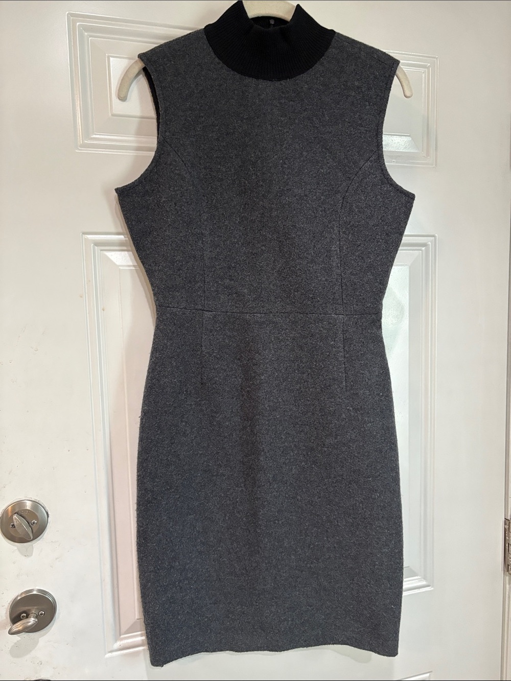 Brooks Brothers Charcoal Gray Sleeveless Mock Neck Midi Dress